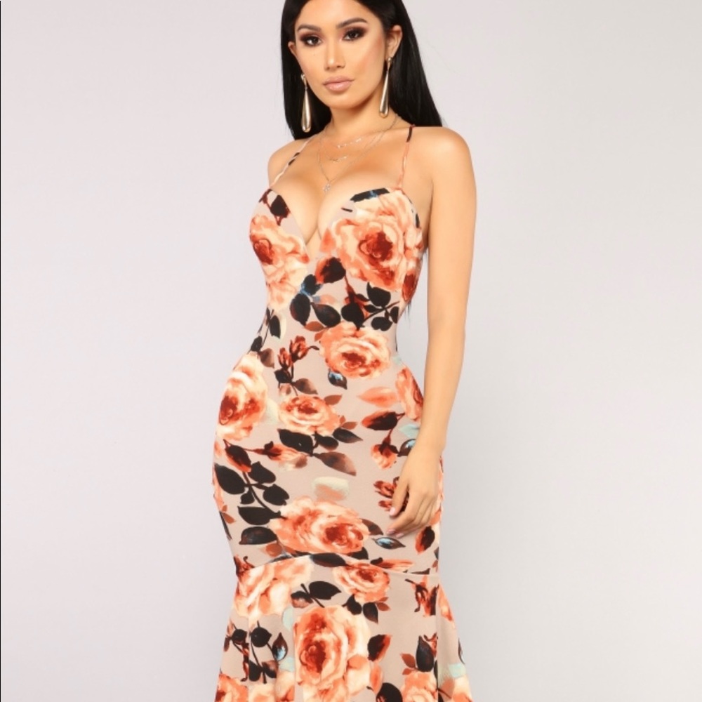 Floral Mermaid Sweetheart Dress, Strappy back